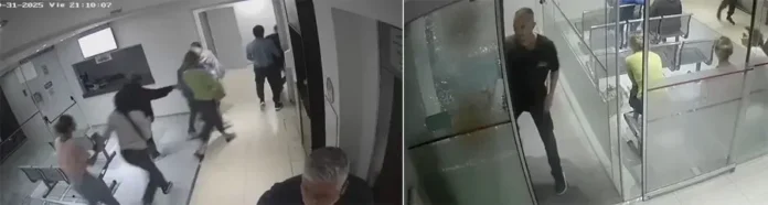 Los pacientes que estaban en la Guardia del lugar salieron corriendo cuando vieron el ataque de furia del agresor.