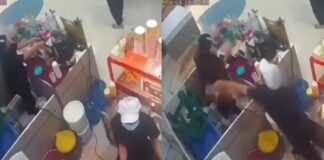 Su compañera de trabajo le tiró aceite hirviendo (video)