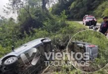 Vuelco en la ruta nacional 65, a la altura de Cochuna.