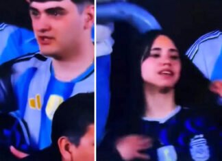 “Kisscam” de Messi: pareja pescada infraganti en River