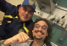 Los festejos de Daniel Osvaldo desde el hospital por la victoria de Boca.