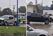 Fuerte choque en la Ruta 301 entre dos camionetas.