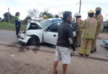 Choque en la ruta 304: varios pasajeros heridos.